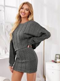 You just cannot deny the fact that it will go with all sort of outfits. Drop Shoulder Cable Knit Sweater And Skirt Set Shein Eur