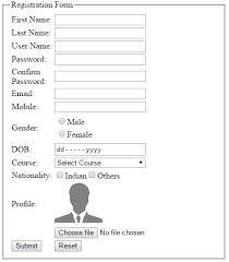 create registration form with proper