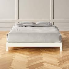 simple white metal bed base queen