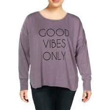 Details About Ideology Womens Good Vibes Only Purple Graphic Sweatshirt Top Plus 2x Bhfo 0361