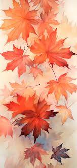 red autumn leaves watercolor wallpapers