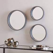 decorative 3 piece wall mirror silver