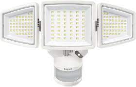 Lepro Led Security Lights Outdoor Motion Sensor Light Flood Lights With 3 Adjustable Heads 270 Wide Lighting Angle 27w 3200lm Super Bright