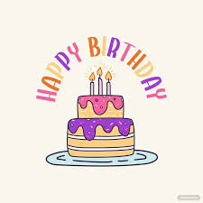 happy birthday cake doodle vector in