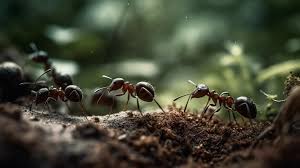 a bustling colony of ants scurried