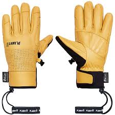 Planks Hunter Leather Insulated Ski Snowboard Gloves M Sunset Yellow