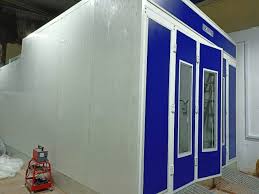 blue car refinish paint booth