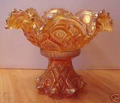 2 pc carnival glass punch bowl amp