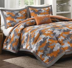 3pc Twin Orange Camo Comforter Set