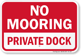 no mooring private dock marina sign
