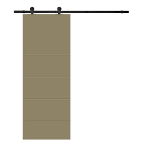 Calhome Modern Classic 24 In X 80 In Olive Green Stained Composite Mdf Paneled Sliding Barn Door With Hardware Kit