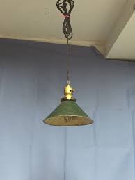 Original Green Metal Barn Light Petite Industrial Plug In
