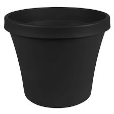 black plastic planter