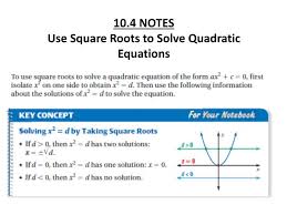 10 4 Notes Use Square Roots To Solve