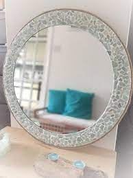 Large Round Sea Glass Mirror Isle Of