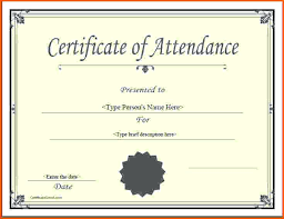 Attendance Certificate Template Word Free Certificates Borders Awa