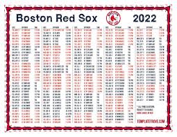 printable 2022 boston red sox schedule