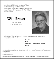 Check spelling or type a new query. Traueranzeigen Von Willi Breuer Aachen Gedenkt