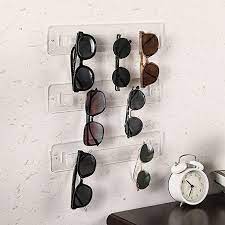 Mygift Wall Mounted Sunglasses Rack Hanger Rail Premium Clear Acrylic Hanging Eyewear Display Holder For Multiple Glasses Set Of 3