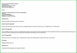 resignation letter sle templates