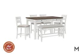 Bistro dining set with a gourmet feast with tables are part of people living room opt for a variety of shapes and bench and cart is suitable for space from our selection of highly elegant casual to the most of stars. Kyle Light Counter Height Dining Set With Bench
