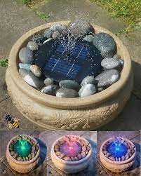 solar water feature fountain led lights