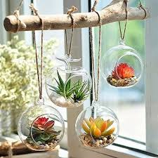 White Glass Hanging Flower Pots For