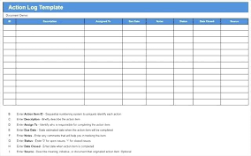 Action Item Template Excel Rolling List Efficient Register