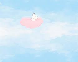 moomin desktop in pink clouds wallpaper