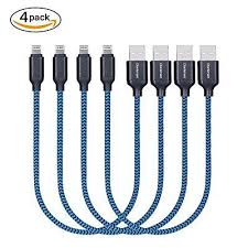 Charlemain Short Lightning Cable Nylon Braided 1ft Lightning To Usb Charging Cable 12 Inch Iphone Charger