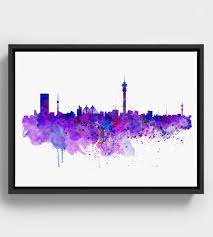 Johannesburg Watercolor Skyline