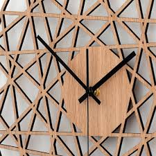 Polygonal Wall Clock Wood Living Room