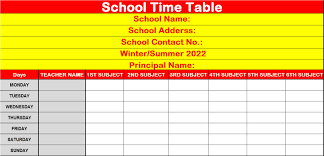 top 5 timetable template free