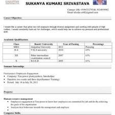 Mba Resume Format For Freshers Pdf   Free Resume Example And    