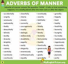 Adverbs of manner (also called manner adverbs) describe the manner in which the action expressed by the verb is carried out. Pin On Reading