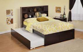 platform bed with bookcase headboard