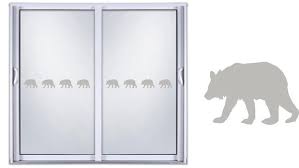 Bear Etched Glass Vinyl Decals Sliding