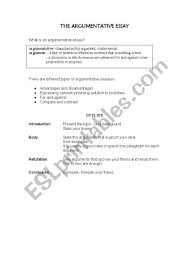 the argumentative essay esl worksheet by anasellares the argumentative essay worksheet
