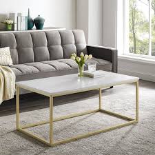 Faux White Marble And Gold Coffee Table