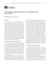 Pdf Art Therapy And Social Action A Transpersonal