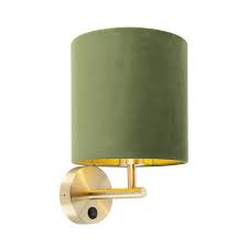 Wall Lamp Gold With Green Velvet Shade
