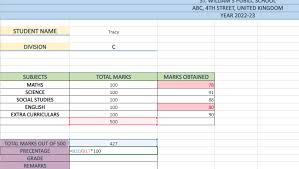 how to make a marksheet in excel with