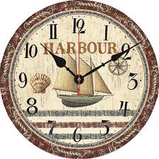 wooden wall clock ocean harbour sailing