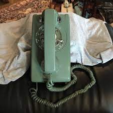 Green Rotary Dial Wall Mount Telephone