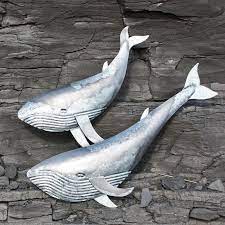 Two Blue Whales Metal Wall Hanging