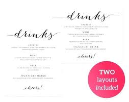 Wedding Drink Menu Templates Microsoft Word Free Restaurant For