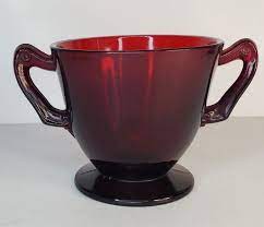 Vintage Ruby Red Glass Sugar Bowl Cup