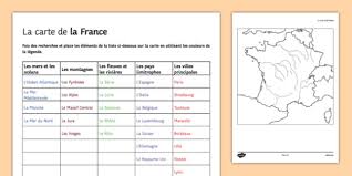 France géophysique montagnes et fleuves ce2. Feuille D Activites Carte Vierge A Remplir