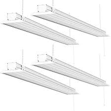 Sunco Lighting 4 Pack Flat Led Shop Light 4 Ft Linkable Double Integrated Led 40w 300w 5000k Daylight 4500 Lm Clear
