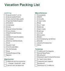 Printable Travel Packing List Template Checklist Holiday For